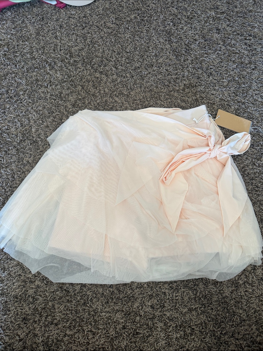 Popflex Elegant Women's Pink Tulle Layered Skirt with Waist Tie